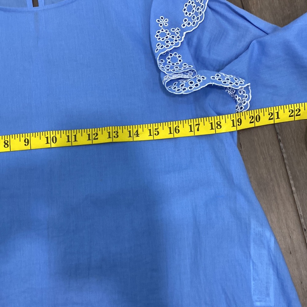 Zara blouse eyelet ruffle light‎ blue - Picture 10 of 10
